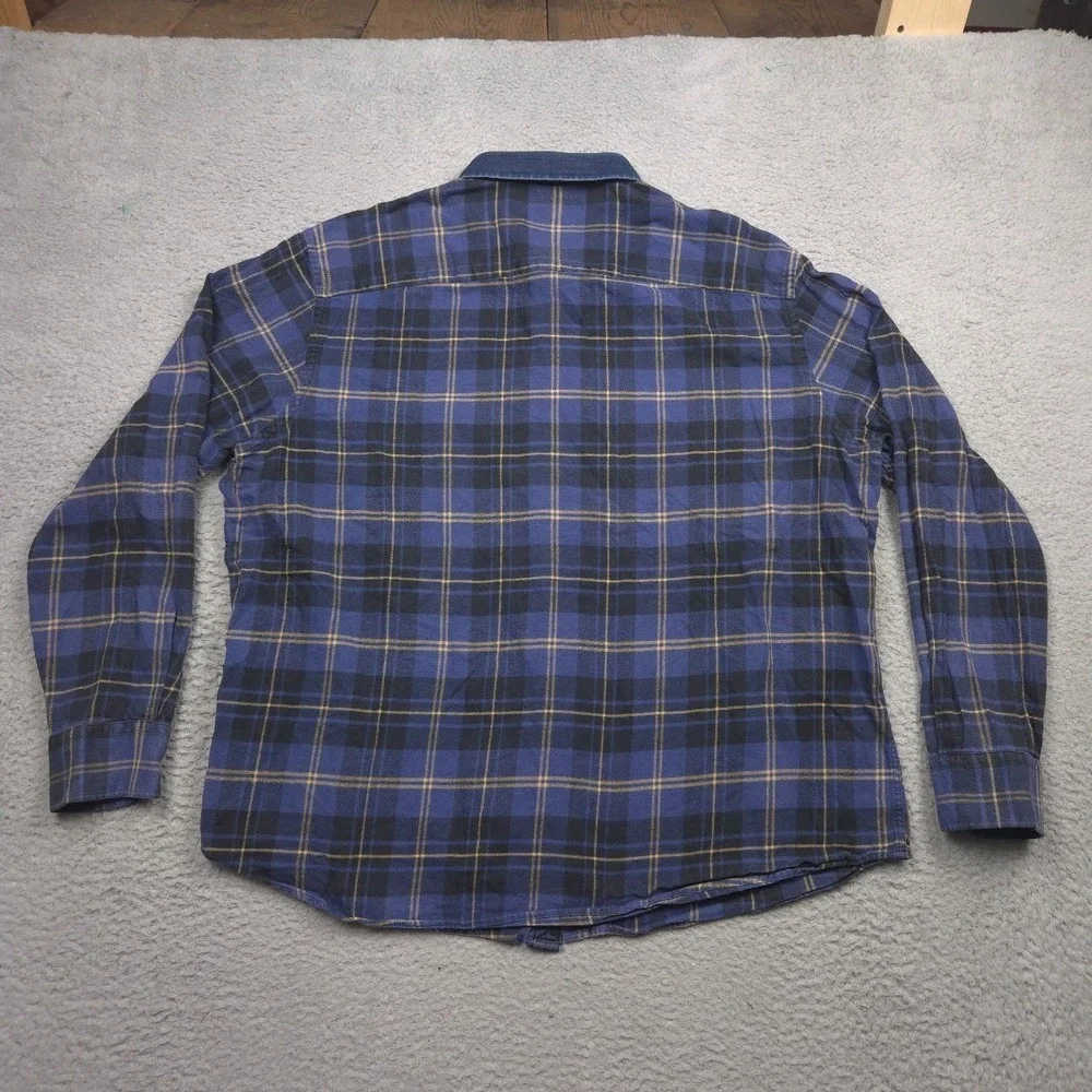 UNTUCKit Men 3XL Blue Plaid Cotton Button Up Shirt Long Sleeve Chest Pocket